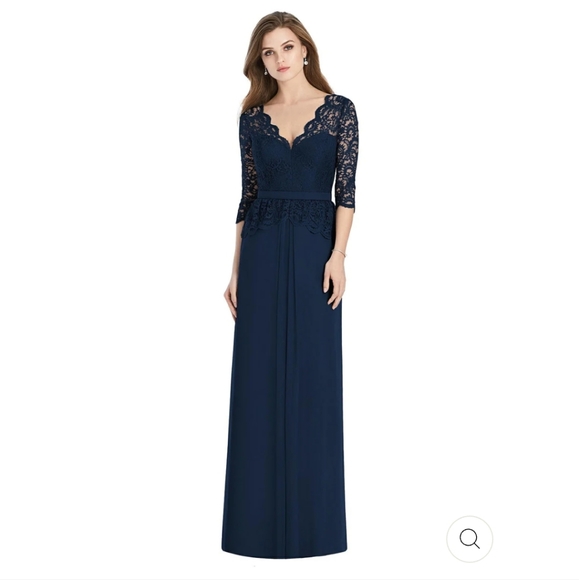 Jenny Packham Dresses & Skirts - Jenny Packham Long-Sleeve Illusion Back Dress In Midnight Style JP1011 Size 4